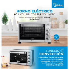 HORNO ELECTRICO MIDEA 40L CON CONVECCION TO-M340SAR1 - Casa Zeila