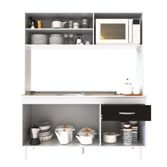 COCINA COMPACTA DELOS 155 CM BLANCO-NEGRO SIN MESADA - comprar online