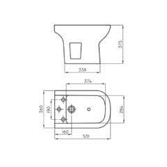 BIDET FERRUM BARI 3 AGUJEROS BKM3 - comprar online