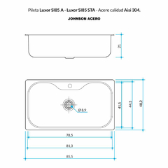 PILETA JOHNSON ACERO SI85 STA - Casa Zeila