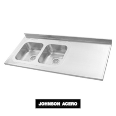 MESADA JOHNSON ACERO INOXIDABLE 200CM PILETA DOBLE IZQUIERDA