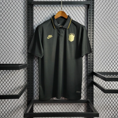 Camisa Polo Do Brasil 22/23 Preta e Dourada