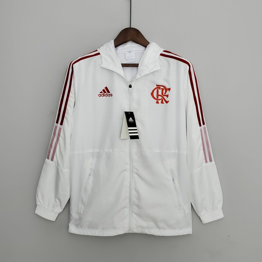 Jaqueta Corta Vento Flamengo Branca 2022/2023 Adidas