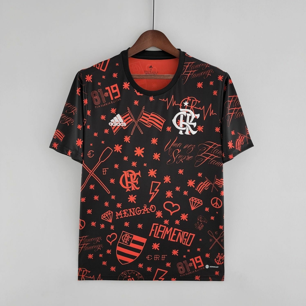 Camisa Flamengo Pré-Jogo 2022/2023 – Preta e Vermelha – Feminina (Pronta  Entrega) – Tamanho P – KS Sports – Camisas de Times e Seleções