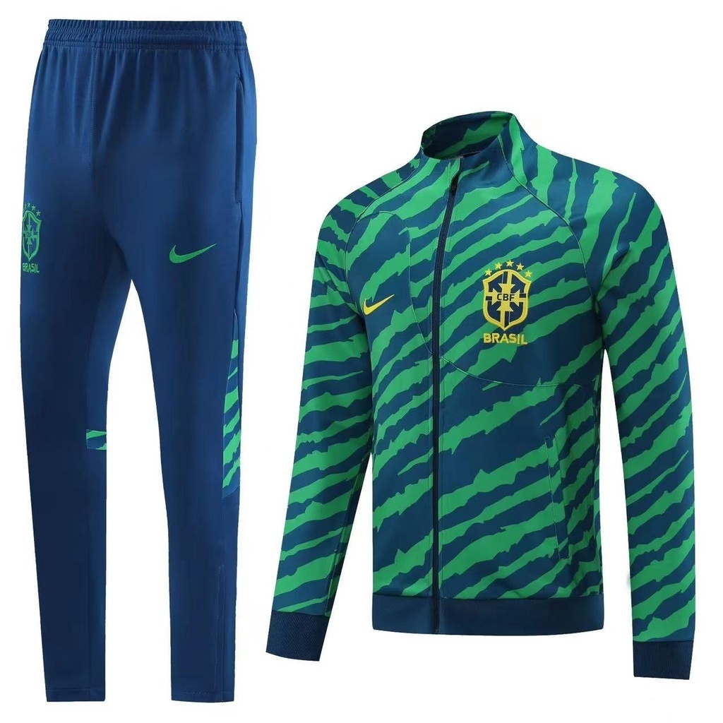 Conjunto De Treino Seleção Brasil 22/23 Azul e Verde - Jaqueta e Calça