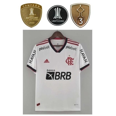 Camisa Flamengo III 22/23 Todos Patchs Estado Patches Libertadores - A