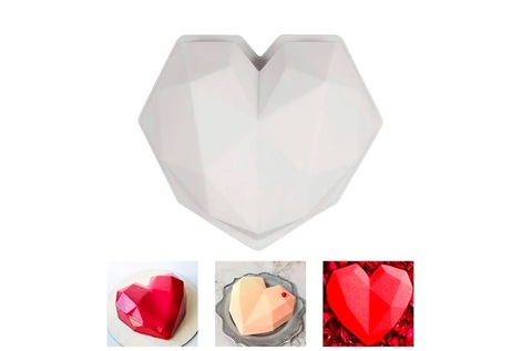 Molde De Silicona Corazón Diamante x 6 (Muffin, Chocolate, Jabones)