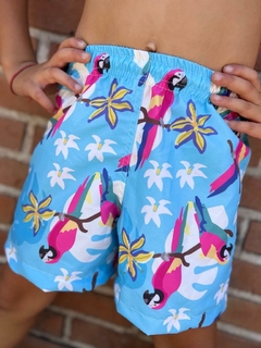 Short de baño Loros Celeste