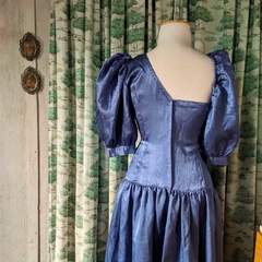 vestido azul mangas bufantes - M - Roupas, decoração e acessórios VINTAGE - Legado Brechó