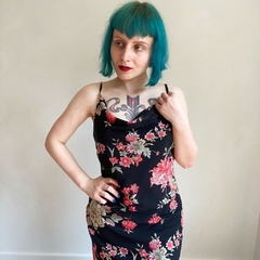 vestido mídi floral 90's - M