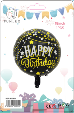 Balão metalizado 18" happy birthday