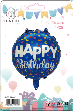 Balão metalizado 18" happy birthday