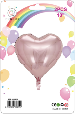 Balão metalizado 10" coração rosa dourada 2 pçs