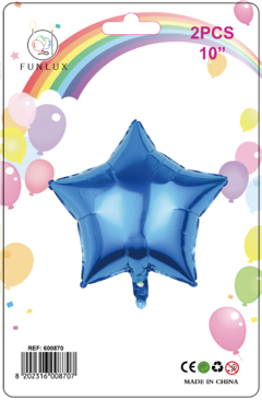 Balão metalizado 10" estrela azul 2 pçs