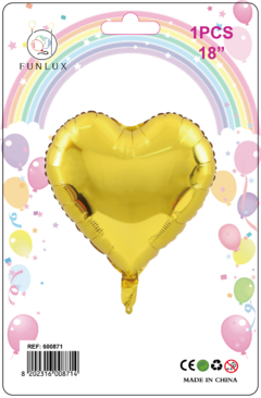 Balão metalizado 18" coração ouro