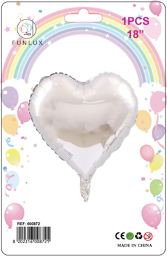 Balão metalizado 18" coração prata