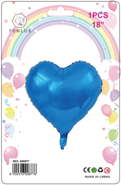 Balão metalizado 18" coração azul