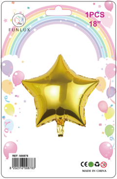 Balão metalizado 18" estrela ouro