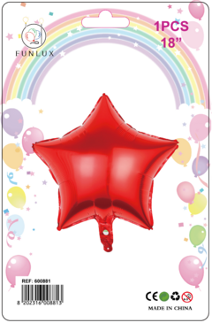 Balão metalizado 18" estrela vermelho