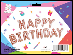 Kit balões metalizados 16'' rosa dourada happy birthday