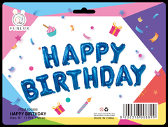 Kit balões metalizados 16'' azul happy birthday