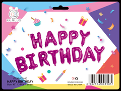 Kit balões metalizados 16'' pink happy birthday