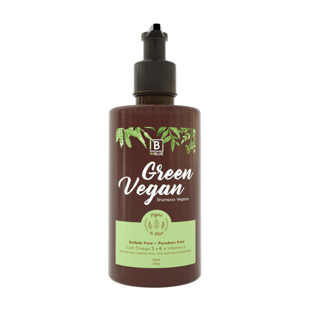 Shampoo Vegano InBlue Green Vegan 250ml Sem Sulfato Low Poo