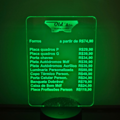 Luminária Led Personalizada Cardápio Menu - comprar online