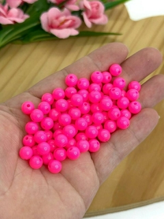 BOLA PLÁSTICA LEITOSA ROSA NEON 8 MM - LEI807 - 20 GRAMAS