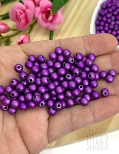 BOLA FOSCA METALIZADA PARA PULSEIRAS 6 MM - ROXO01 - 20g