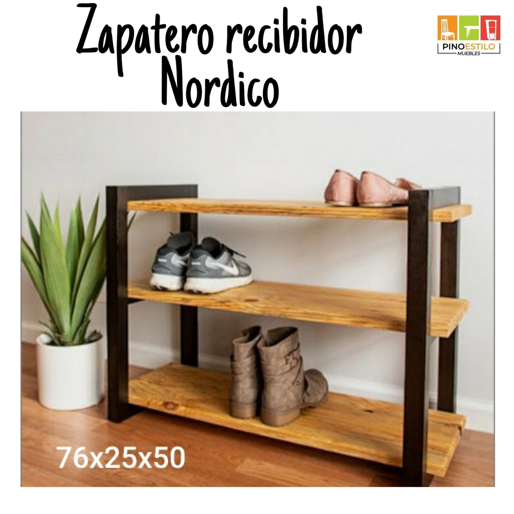 ZAPATERO RECIBIDOR NORDICO - Pinoestilo-Muebles