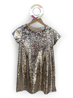 Vestido de paetê dourado com forro em malha Zara Tam 11 - 12 usado em bom estado na internet