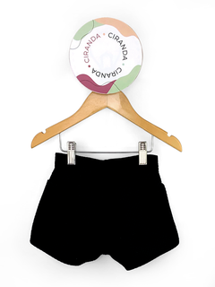 Shorts preto em jacquard de helanca com ilhós dourado e cordão de ajuste na cintura Pinky Tam 6 como novo - comprar online