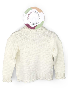 Cardigan em tricot de algodão off white com botões Maggie &Zoe Tam 2 Como novo - comprar online