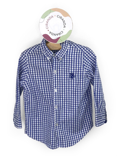 Camisa de algodão xadrez azul e branco Mixed Tam 1 Usado em bom estado