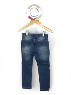 Calça jeans com elastano e corações bordados Kids Denim Girls Tam 3 Usado em bom estado - comprar online