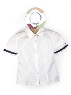 camisa em tricoline de algodão manga curta bufante Tam 2