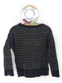 Blusa de tricot de veludo cinza com detalhes de fio com brilho dourado Zara Knitwear Tam 6 Como novo - comprar online