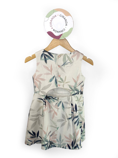 Vestido de algodão em linho com estampa em folhas de bambu coloridas Zara Tam 6 usado em bom estado - comprar online