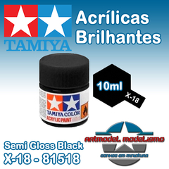 Tamiya Acrílica - X-18 - Semi Gloss Black - 81018 - 23ml