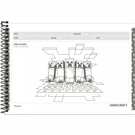 Kit 2 Cadernos Espiral Minecraft + Caderno Desenho Minecraft