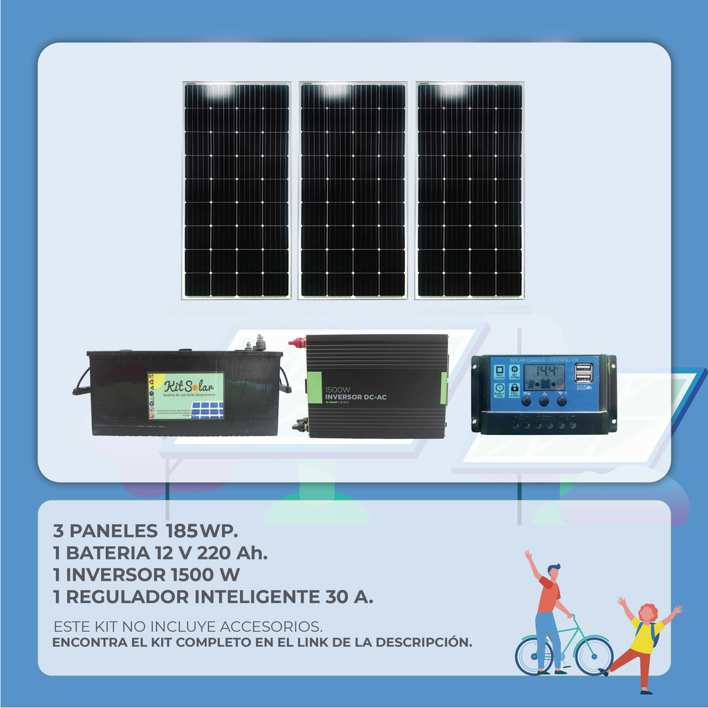 Kit 3 Paneles 1500w 160w Batería 220 Energia Casas 17x