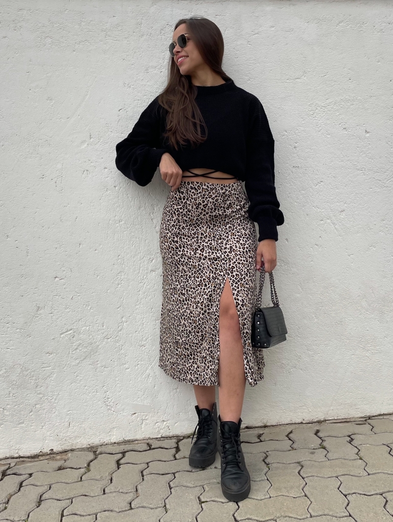 Saia midi hotsell animal print comprar