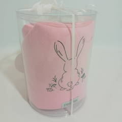 Mini set en cilindro con manta y mitones rosa - comprar online