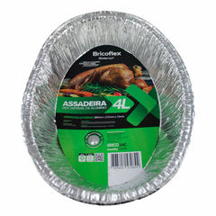 Bandeja assadera de aluminio oval 4 litros Bricoflex - HP Plásticos e Utilidades