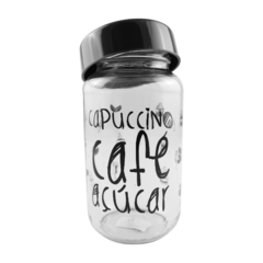 Pote de vidro Potes e Cia 800ml cappuccino/café/açúcar com tampa Ref.144 - comprar online