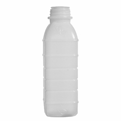 Garrafa plástica 500ml quadrada com tampa laranja Supraform