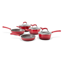 Jogo de panelas 5 peças ceramic life select vermelho com fundo de indução Brinox