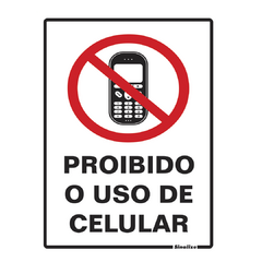 Placa Sinalize 15x20cm proibido o uso de celular