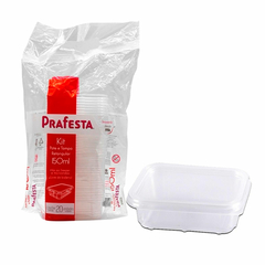 Pote Prafesta retangular 150ml pacote com 20 unidades - HP Plásticos e Utilidades